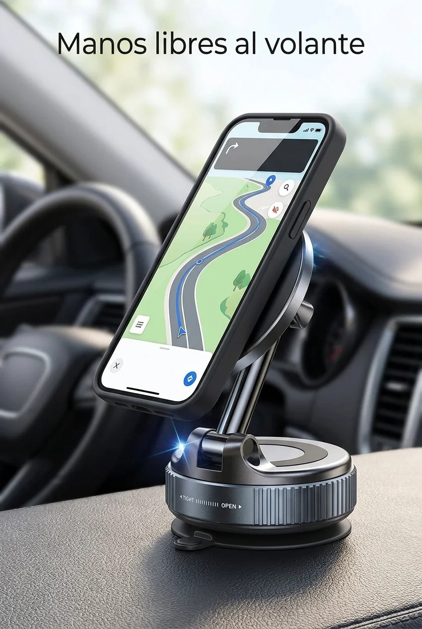 Soporte magnético para carro instalado en el tablero